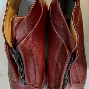 YLATI Italy Men's Burgundy Leather Sneakers with Zipper Sz11